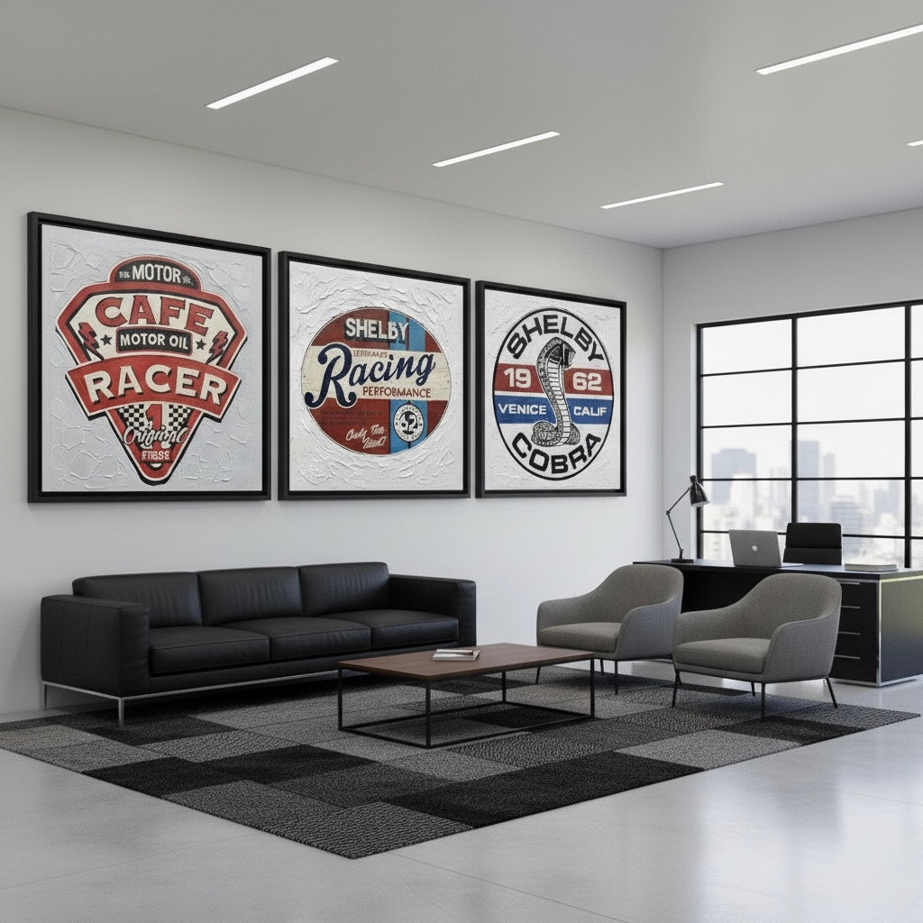 Cafe Racer Motor Oil Vintage Sign - Classic Motorcycle Garage Art Print