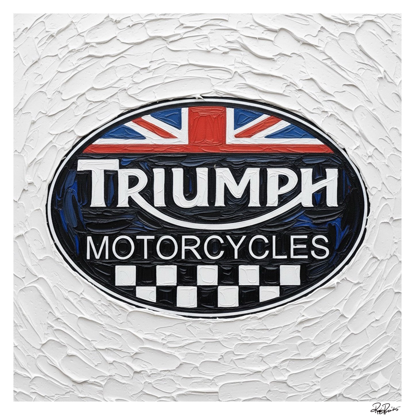 Triumph Motorcycles British Flag Logo Art Print - Vintage UK Bike Sign