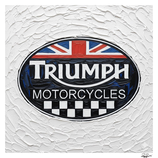 Triumph Motorcycles British Flag Logo Art Print - Vintage UK Bike Sign
