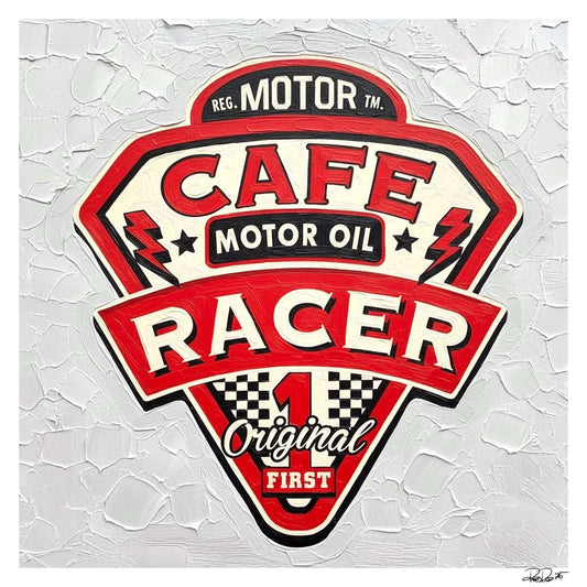 Cafe Racer Motor Oil Vintage Sign - Classic Motorcycle Garage Art Print