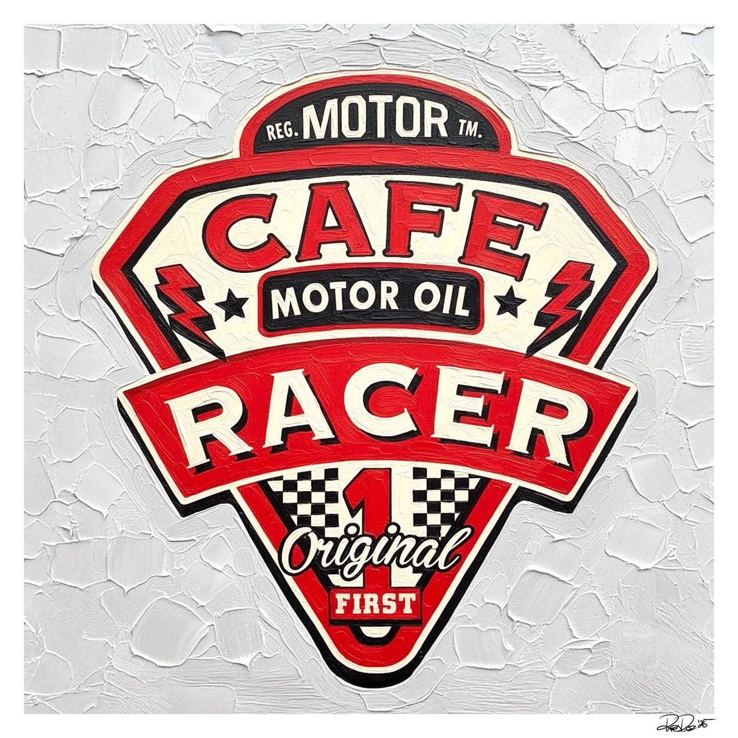Cafe Racer Motor Oil Vintage Sign - Classic Motorcycle Garage Art Print