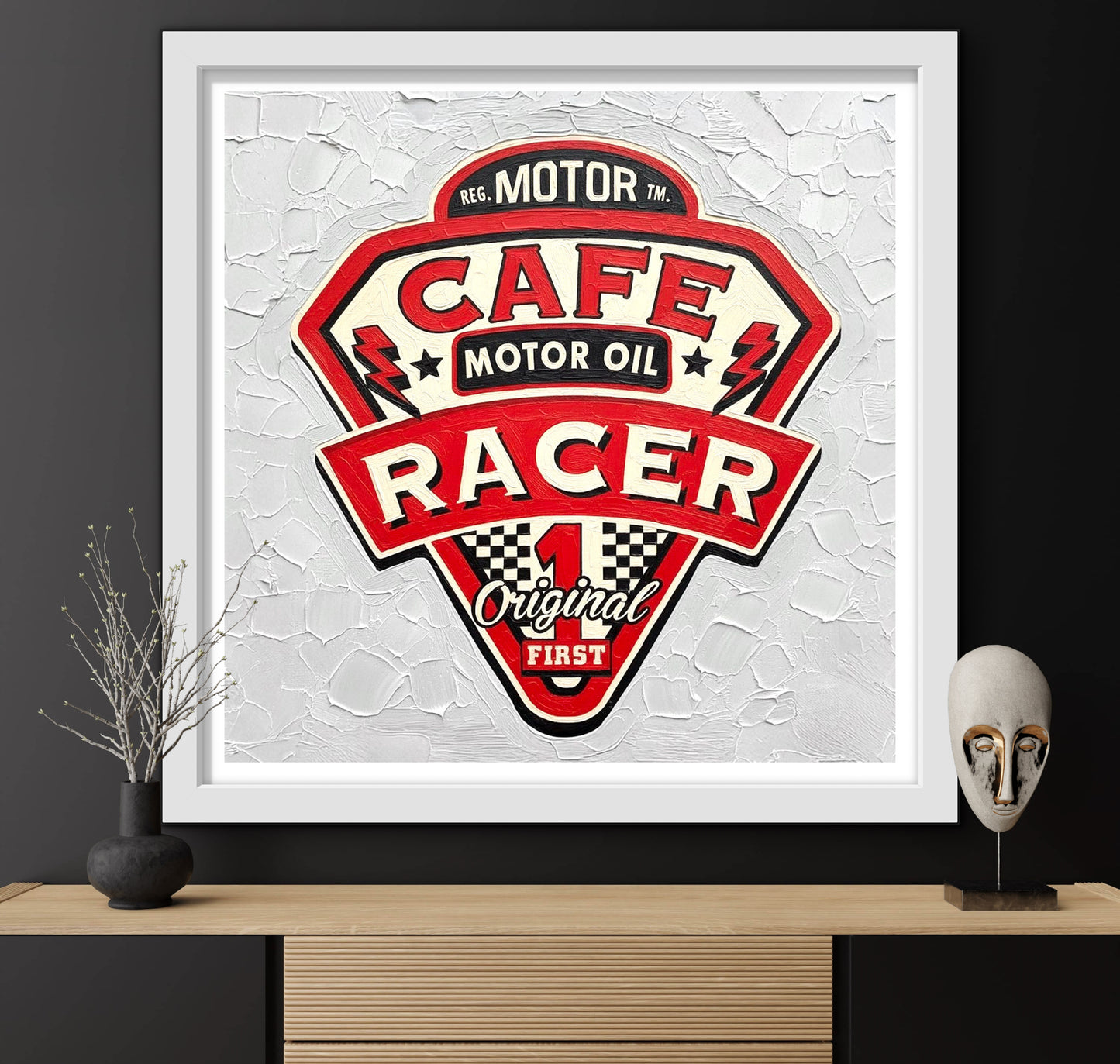 Cafe Racer Motor Oil Vintage Sign - Classic Motorcycle Garage Art Print