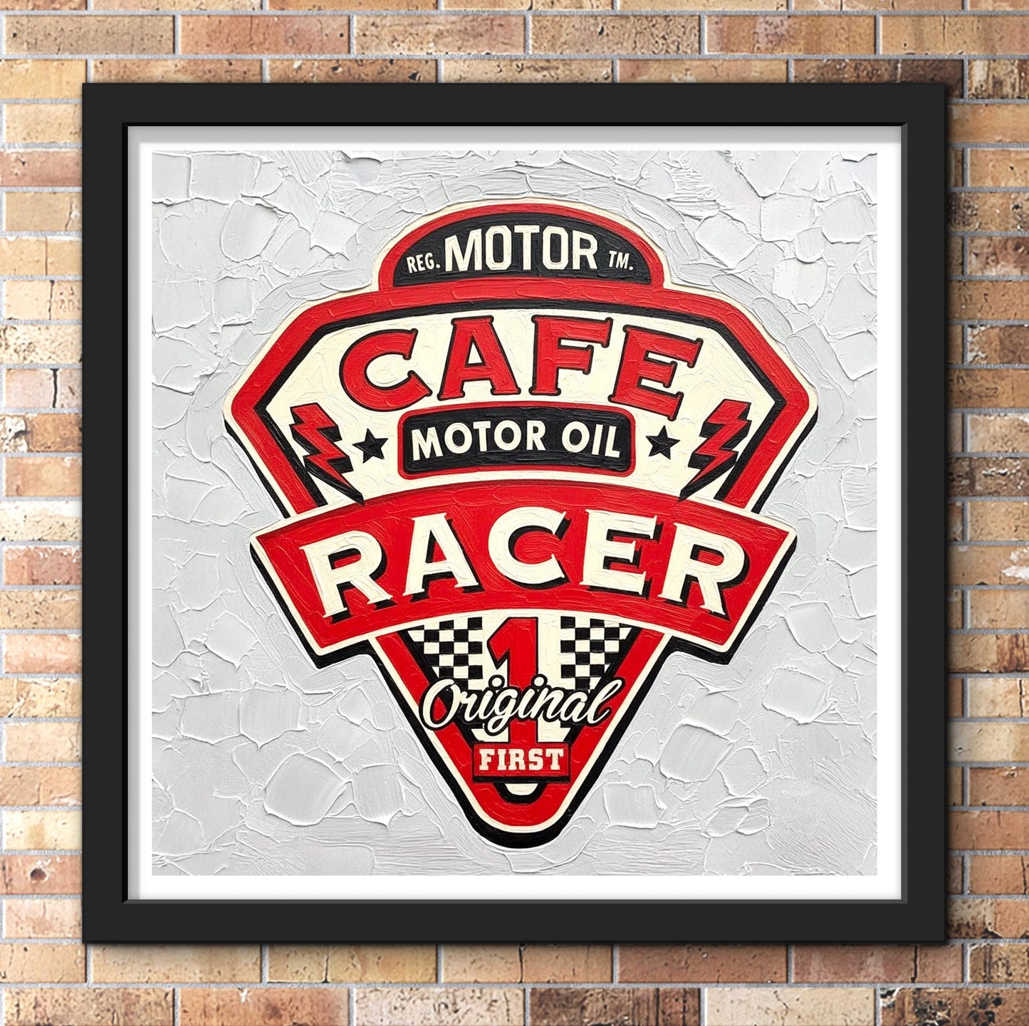 Cafe Racer Motor Oil Vintage Sign - Classic Motorcycle Garage Art Print