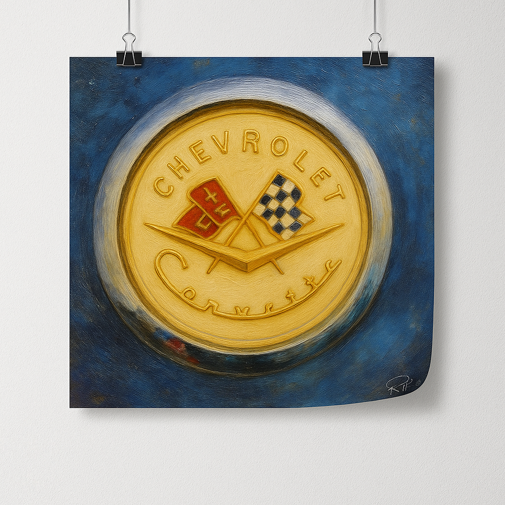 Chevrolet logo on a blue background with a white border