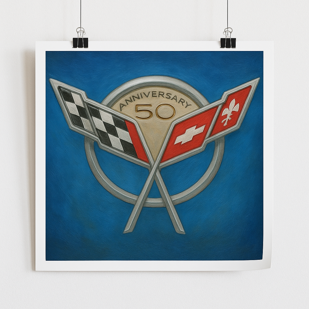 Chevrolet logo with anniversary emblem on a blue background