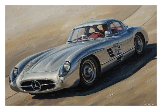 Classic silver Mercedes-Benz car on a road