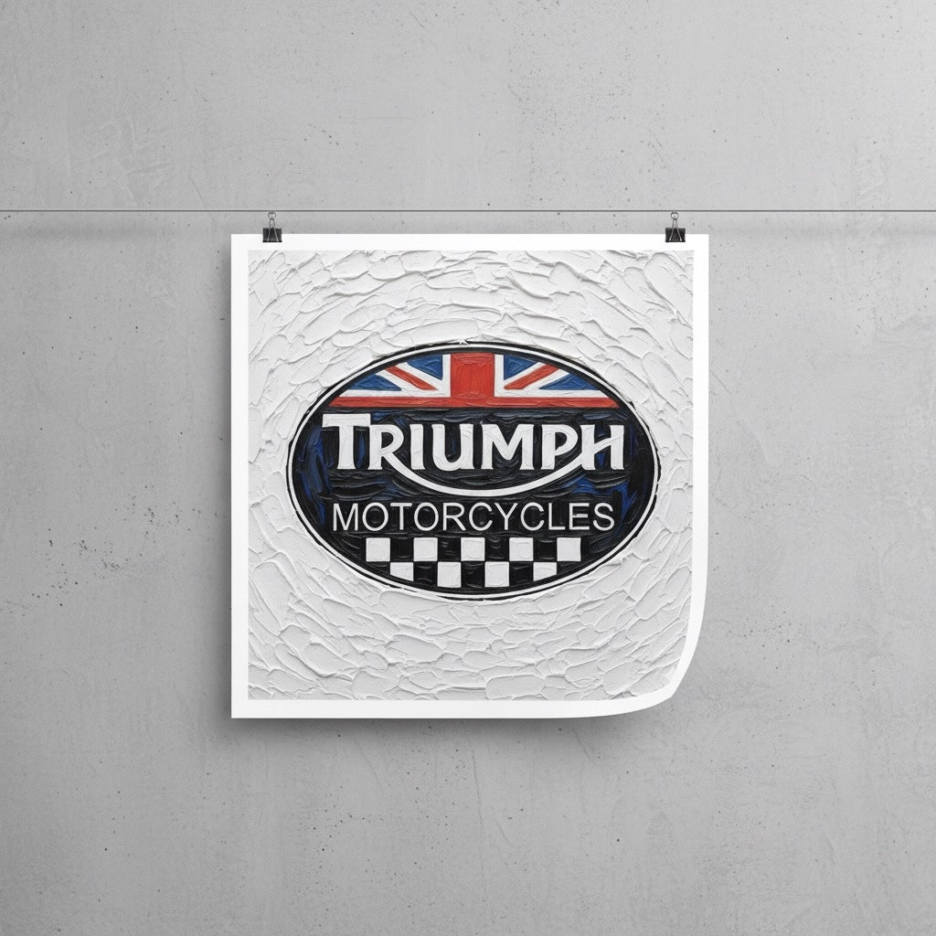 Triumph Motorcycles British Flag Logo Art Print - Vintage UK Bike Sign