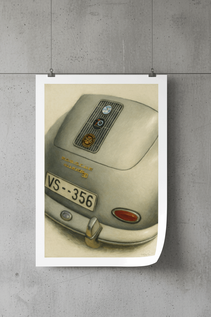 Vintage Porsche 356 Super 90 Art Print - Classic Car Enthusiast Gift