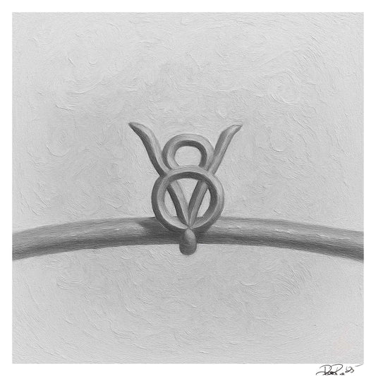 Bright V8 Engine Emblem Oil Painting Print - Vintage Automotive Art