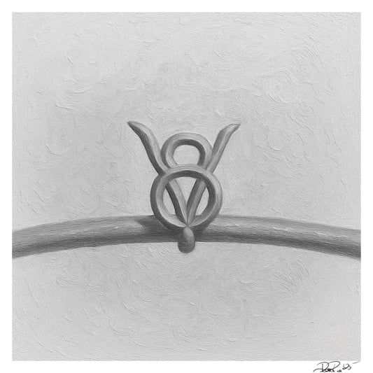 Bright V8 Engine Emblem Oil Painting Print - Vintage Automotive Art