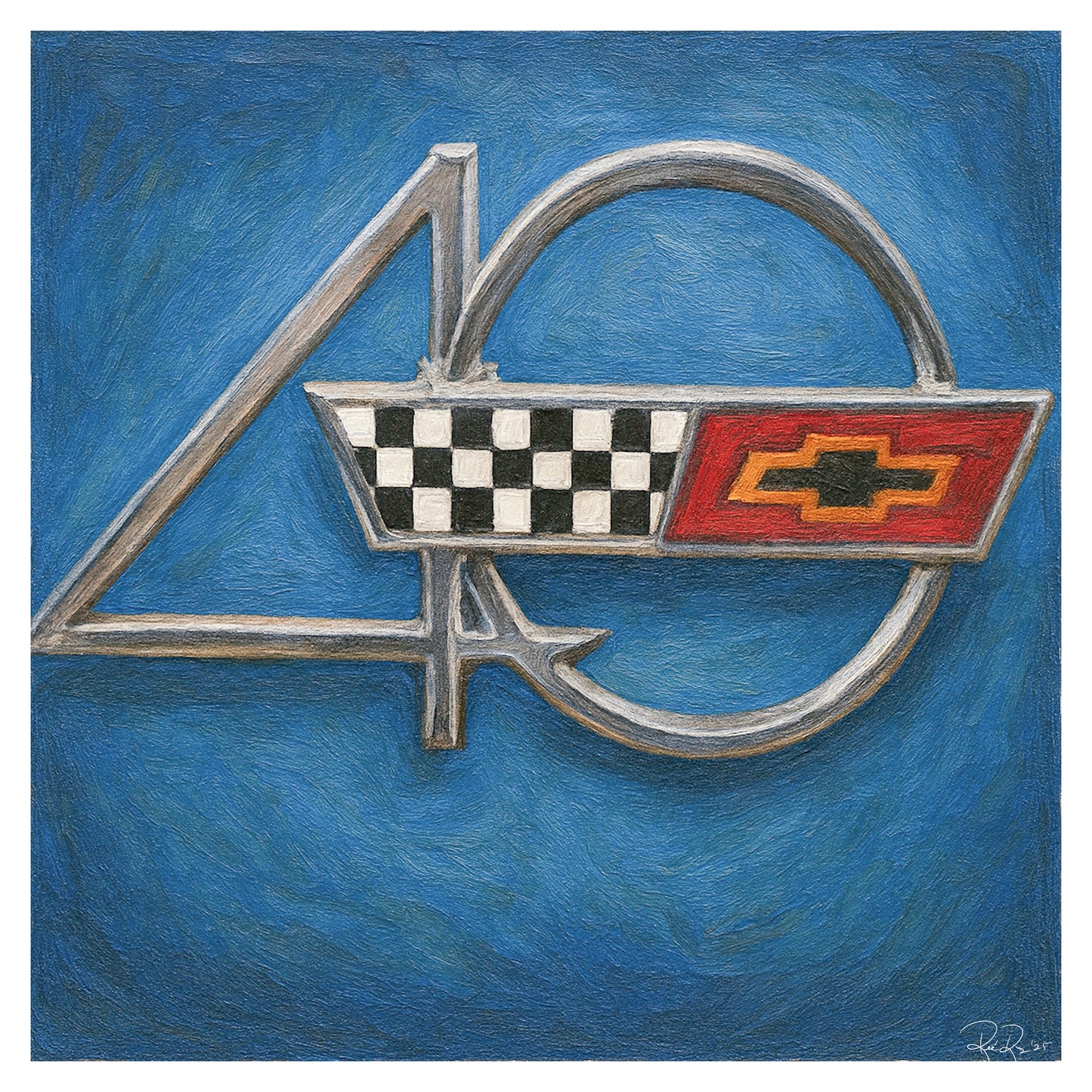 Chevrolet logo with number 4 on a blue background