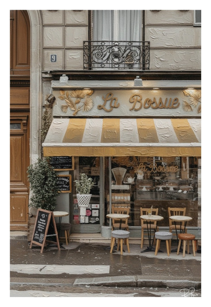  storefront with 'La Boulle' sign and outdoor seating area