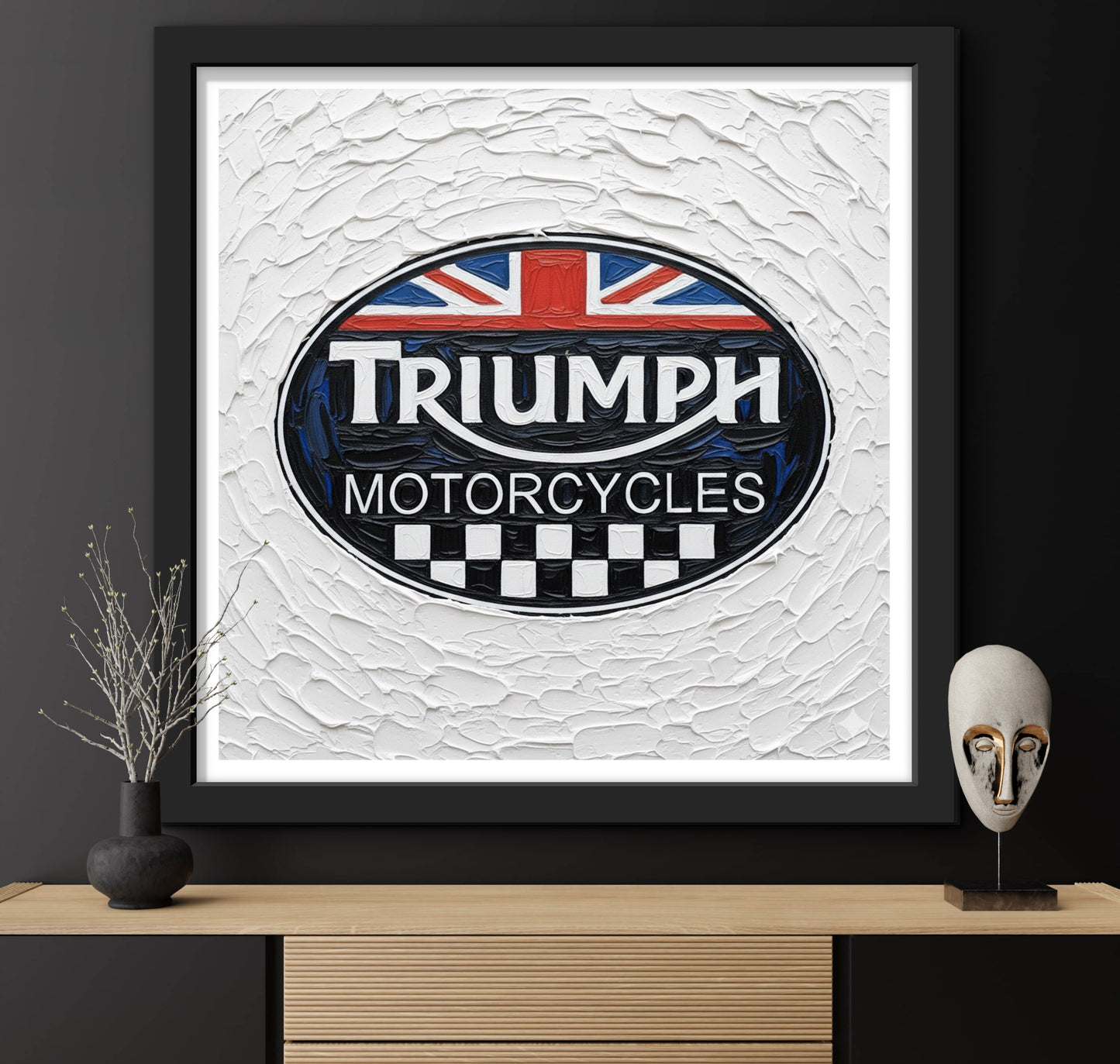 Triumph Motorcycles British Flag Logo Art Print - Vintage UK Bike Sign
