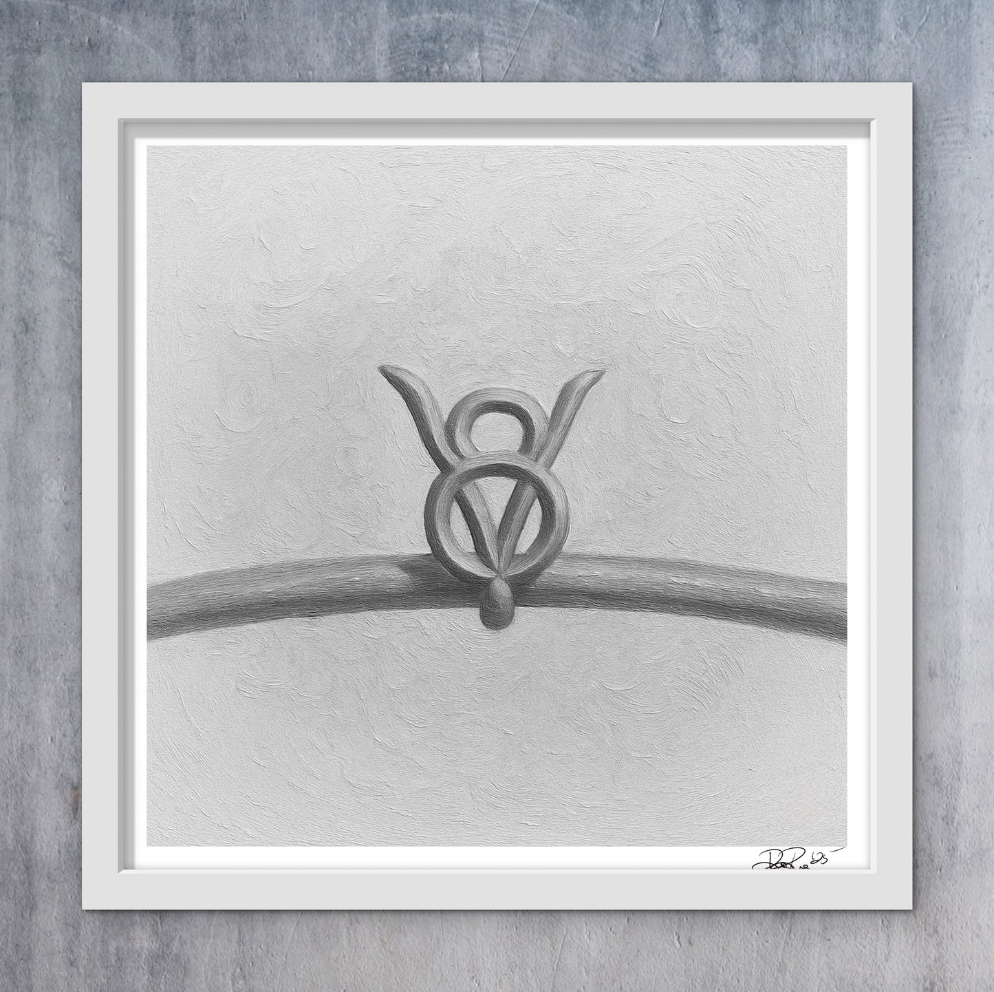 Bright V8 Engine Emblem Oil Painting Print - Vintage Automotive Art