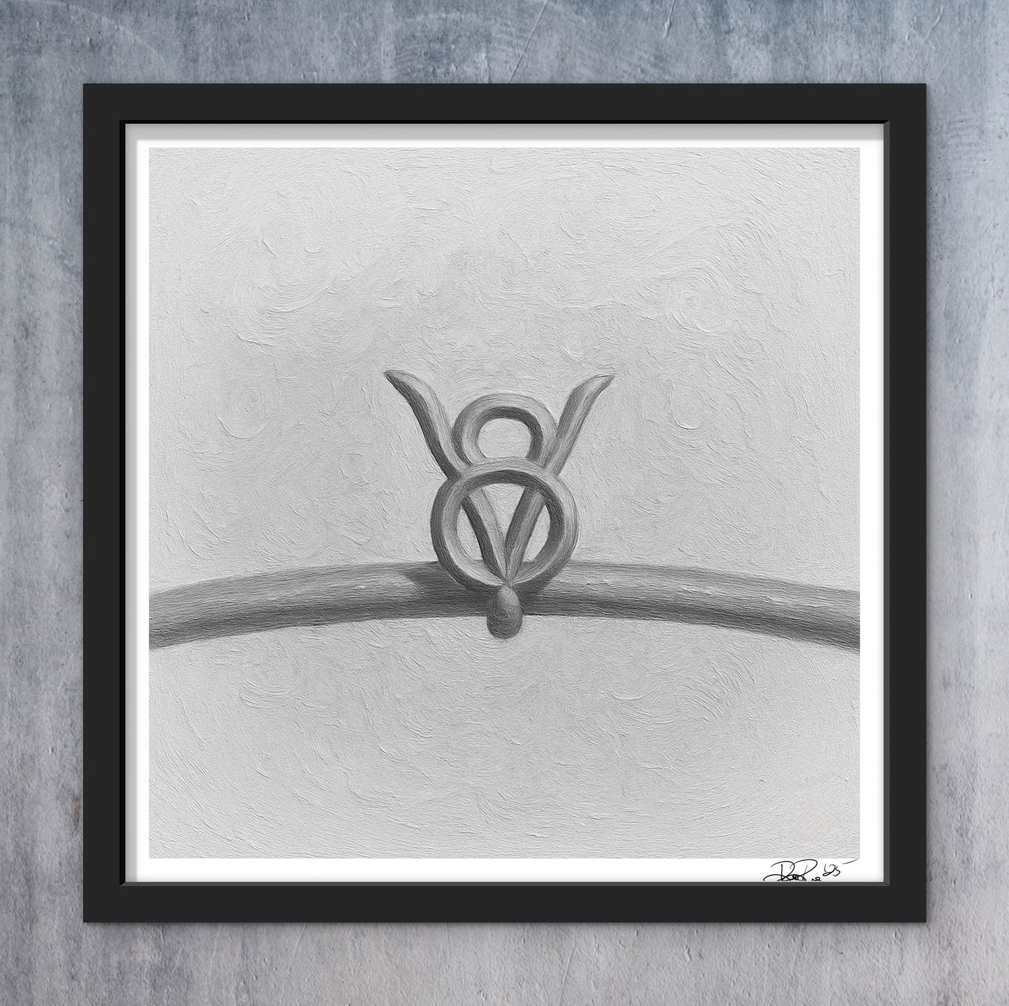 Bright V8 Engine Emblem Oil Painting Print - Vintage Automotive Art