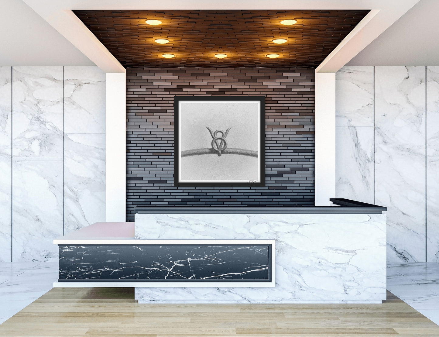 Bright V8 Engine Emblem Oil Painting Print - Vintage Automotive Art