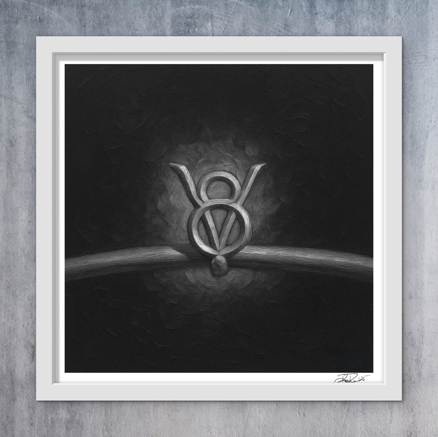 V8 Engine Emblem Oil Painting Print - Classic Automotive Deco