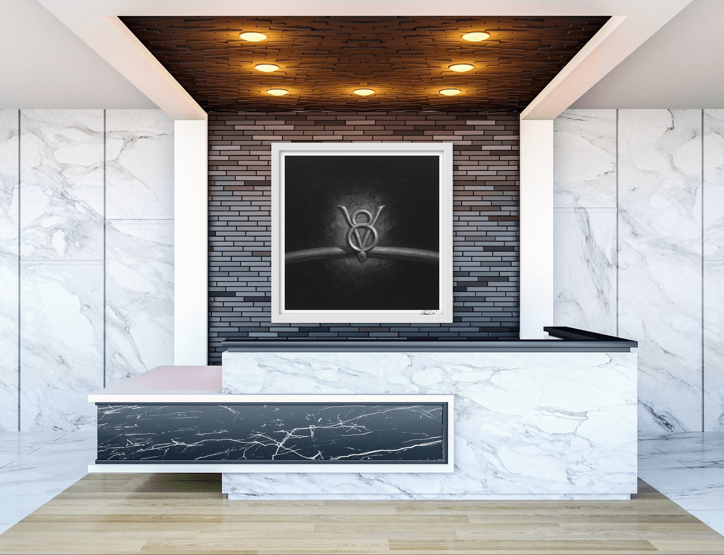 V8 Engine Emblem Oil Painting Print - Classic Automotive Deco