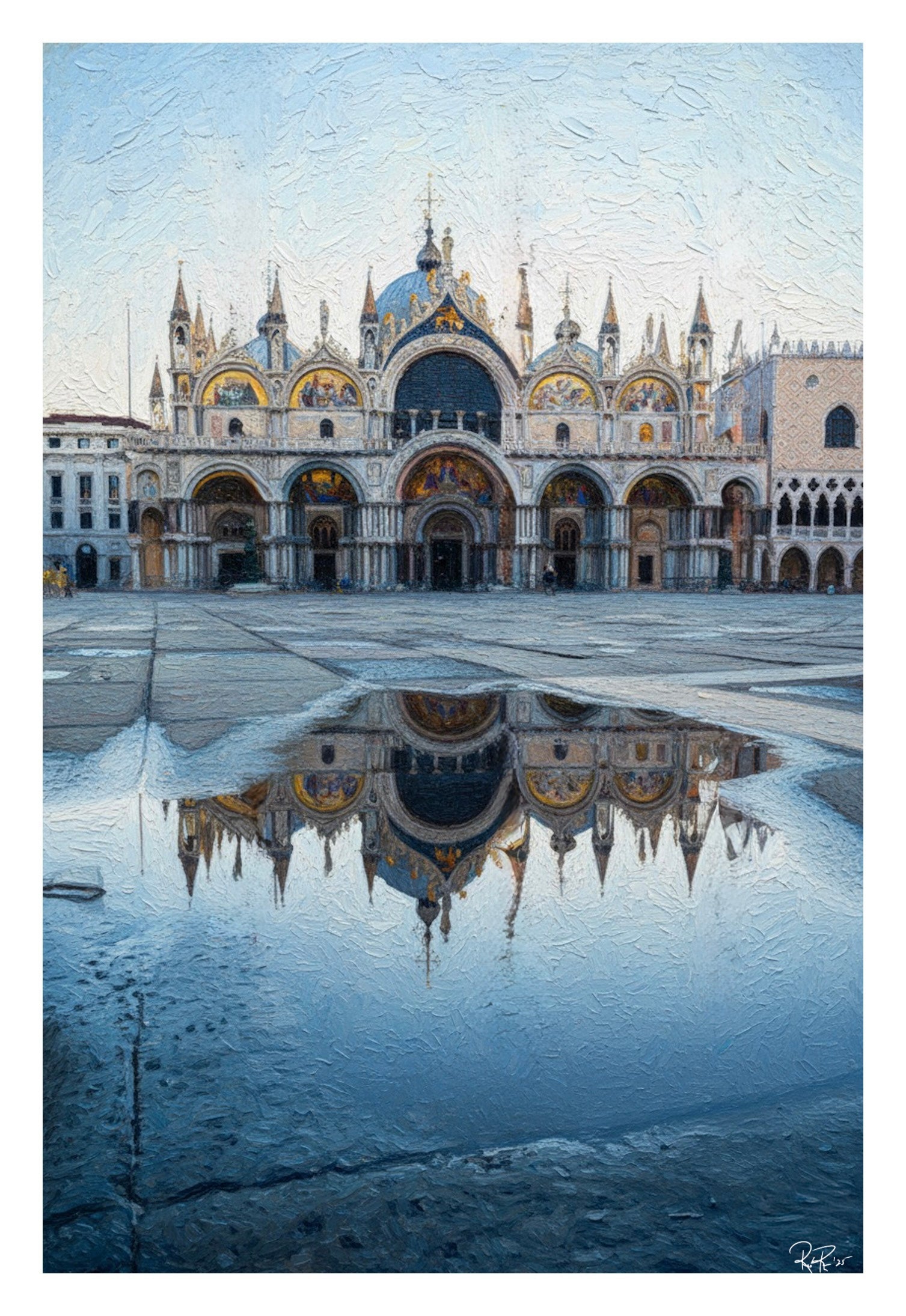 Large, ornate building with a reflective surface below it