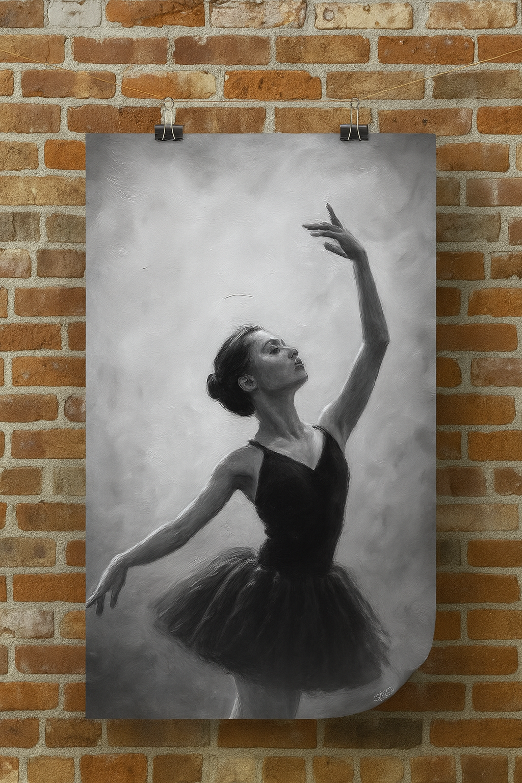 Poster of a ballerina against a brick wall